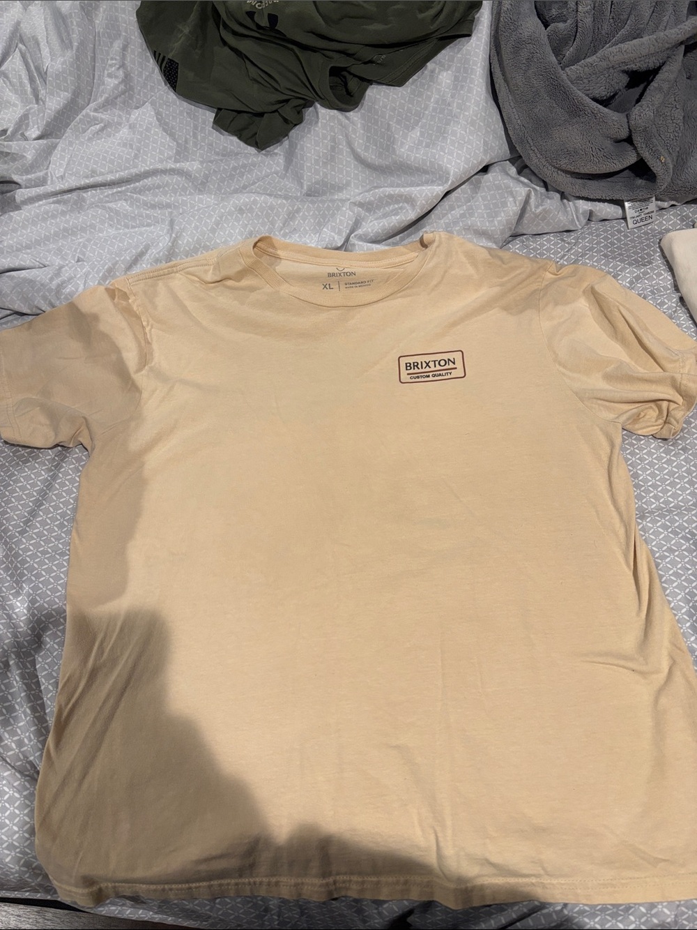 Brixton Short Sleeve Crewneck T-Shirt in Tan with Chest Logo
